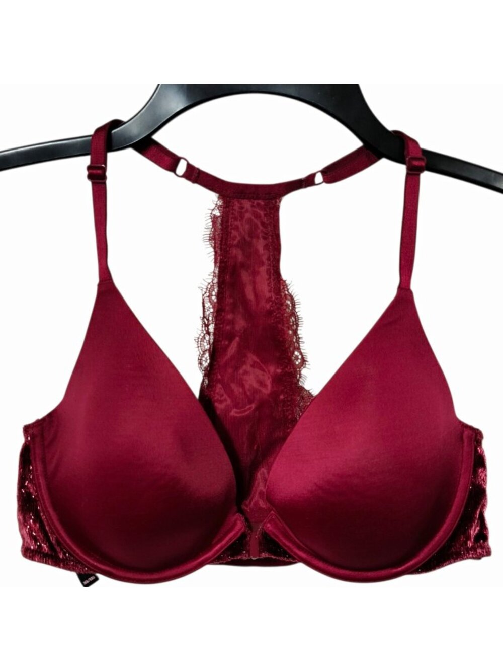 Victoria’s Secret Very Sexy Bra 36B Burgundy Front Close Racerback Plunge Lace